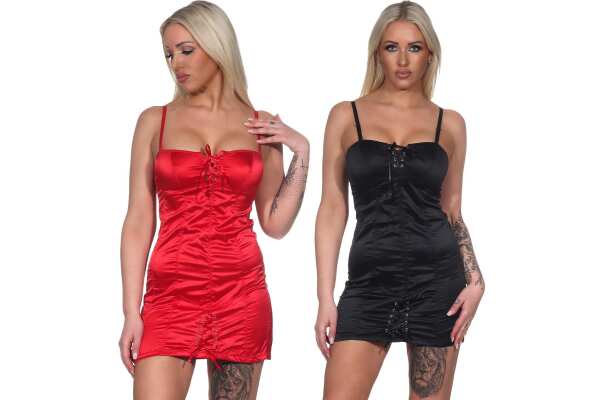 Damen Negligé Satin Nachtkleid; Gr. S M L