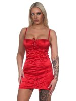 Damen Negligé Satin Nachtkleid;  Rot/L/40