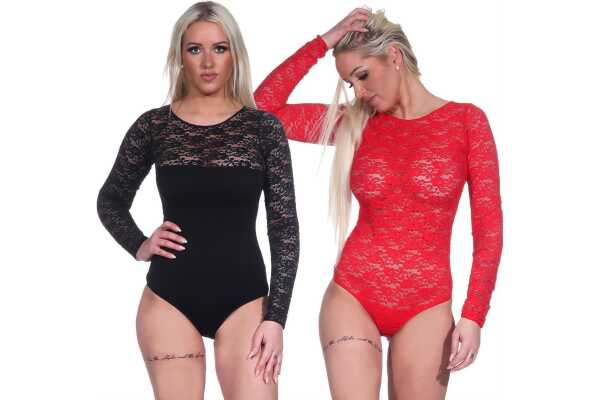 Damen Sexy Body Spitze Tüll, Gr. S M L