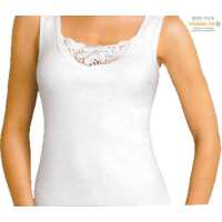 Damen Unterhemd 2er Set - 100% Baumwolle, Mit Spitze,