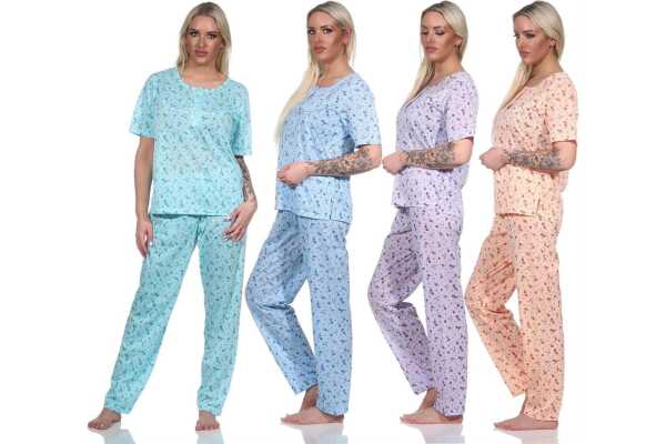 Damen Pyjama Hose & Shirt Schlafanzug Pyjama-Set; Gr. M L XL 2XL