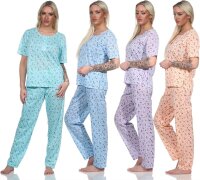 Damen Pyjama Hose & Shirt Schlafanzug Pyjama-Set; Gr....