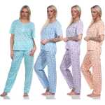 Damen Pyjama Hose & Shirt Schlafanzug Pyjama-Set; Gr....