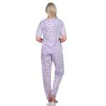 Damen Pyjama Hose & Shirt Schlafanzug Pyjama-Set; Flieder/L