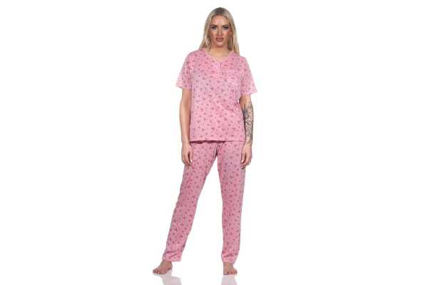 Damen Pyjama lange-hose mit kurzarm-Shirt Schlafanzug; Gr. M L XL XXL