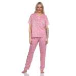Damen Pyjama lange-hose mit kurzarm-Shirt Schlafanzug;...