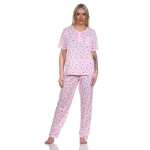 Damen Pyjama lange-hose mit kurzarm-Shirt Schlafanzug;...