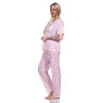 Damen Pyjama lange-hose mit kurzarm-Shirt Schlafanzug; Rosa/XL