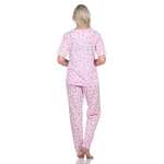 Damen Pyjama lange-hose mit kurzarm-Shirt Schlafanzug; Rosa/XL