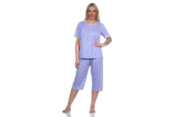 Damen Pyjama 3/4 Hose & Shirt mit Blumenmuster; Gr. M L XL 2XL
