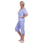 Damen Pyjama 3/4 Hose & Shirt mit Blumenmuster; Gr. M L XL 2XL