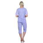 Damen Pyjama 3/4 Hose & Shirt mit Blumenmuster; Gr. M L XL 2XL