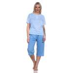 Damen Pyjama 3/4 Hose & Shirt mit Blumenmuster; Gr. M...