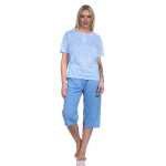 Damen Pyjama 3/4 Hose & Shirt mit Blumenmuster; Gr. M L XL 2XL