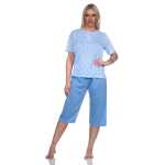 Damen Pyjama 3/4 Hose & Shirt mit Blumenmuster; Gr. M L XL 2XL