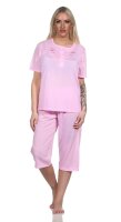 Damen Capri Pyjama mit kurzen Ärmeln; Gr. M L XL XXL