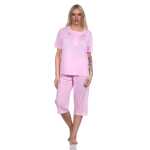 Damen Capri Pyjama mit kurzen Ärmeln; Gr. M L XL XXL