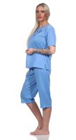 Damen Capri Pyjama mit kurzen Ärmeln; Blau/M/38