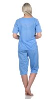 Damen Capri Pyjama mit kurzen Ärmeln; Blau/M/38