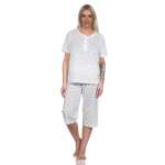 Damen Capri Pyjama mit kurzen Ärmeln; Gr. M L XL XXL