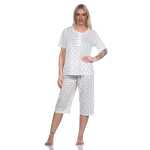Damen Capri Pyjama mit kurzen Ärmeln; Gr. M L XL XXL