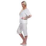 Damen Capri Pyjama mit kurzen Ärmeln; Gr. M L XL XXL