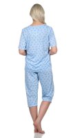 Damen Capri Pyjama mit kurzen Ärmeln; Blau/L/40