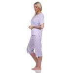 Damen Capri Pyjama mit kurzen Ärmeln; Gr. M L XL 2XL