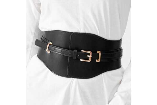 Eleganter breiter Taillen-Gürtel im Gorset-Stil mit goldenen Akzenten 84 - 95cm