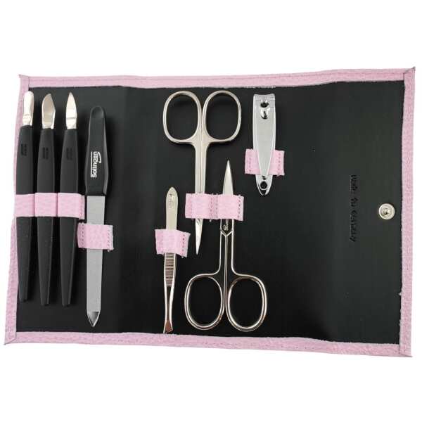 Nagelpflege Set 8-tlg. Echtleder Etui | Maniküre Pediküre | Solingen | Made in Germany Rosa
