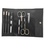 Nagelpflege Set 8-tlg. Echtleder Etui | Maniküre Pediküre | Solingen | Made in Germany Schwarz