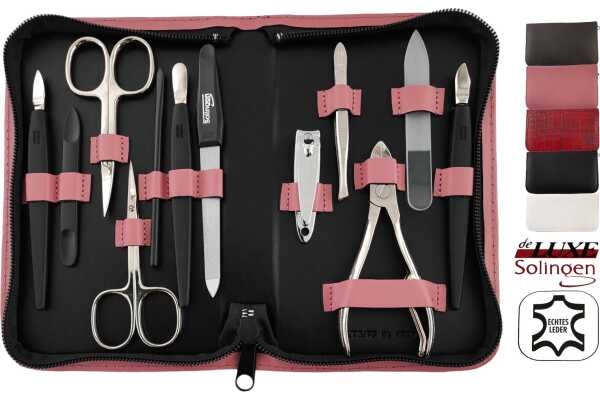12teiliges Solingen* Maniküre Set mit Leder-Etui Nagelpflege, Made in Germany