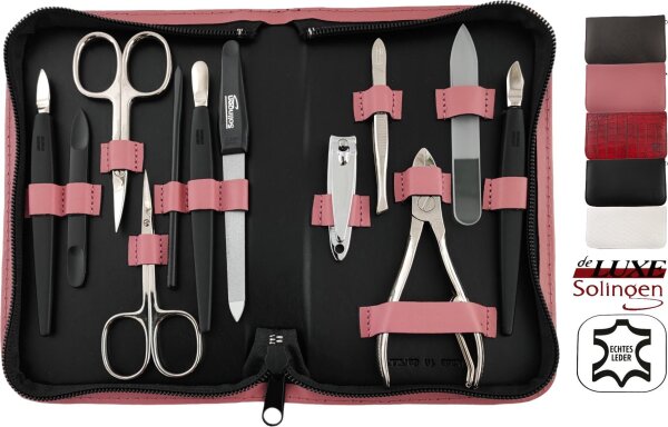 12teiliges Solingen* Maniküre Set mit Leder-Etui Nagelpflege, Made in Germany