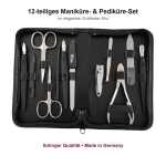 12teiliges Solingen* Maniküre Set mit Leder-Etui Nagelpflege, Made in Germany