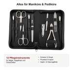 12teiliges Solingen* Maniküre Set mit Leder-Etui Nagelpflege, Made in Germany