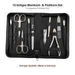 12teiliges Solingen* Maniküre Set mit Leder-Etui Nagelpflege, Made in Germany