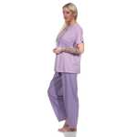 Damen 2 tlg. Pyjama lange Hose Shirt in kurzen Ärmeln; Gr. M - 3XL