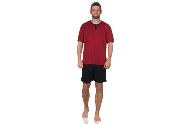 Herren Pyjama Short und T-Shirt Schlafanzug, Rot/L