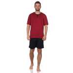 Herren Pyjama Short und T-Shirt Schlafanzug, Rot/L