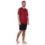 Herren Pyjama Short und T-Shirt Schlafanzug, Rot/L
