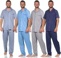 Herren Pyjama Set Hemd & Hose Schlaf-Anzug Nachthemd, Gr. M L XL XXL