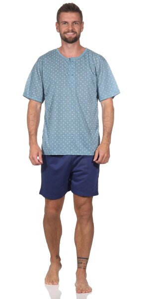 Herren Pyjama Short und T-Shirt Schlafanzug, Petrol/M