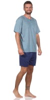 Herren Pyjama Short und T-Shirt Schlafanzug, Petrol/M