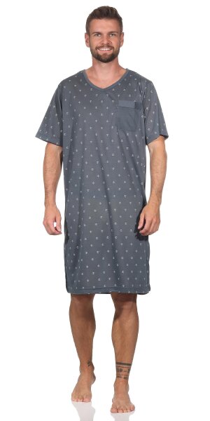 Herren Nachthemd Sommer Sleepshirt, Dunkelgrau/L