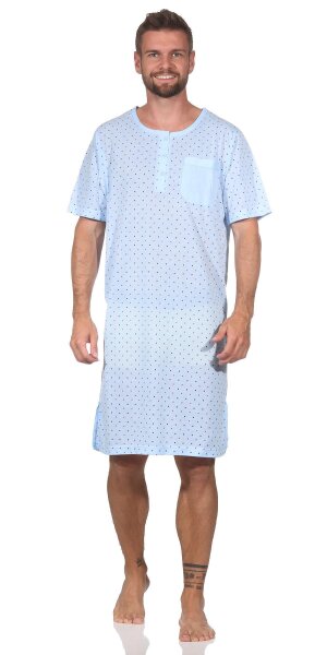 Herren Nachthemd Sommer Sleepshirt, Hellblau/L