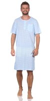 Herren Nachthemd Sommer Sleepshirt, Hellblau/L