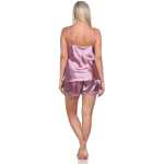 Damen Nachtwäsche Satin Pyjama Set Shorty mit Spitze; Gr. S M L XL 2XL