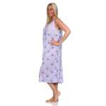 Damen Nachthemd Sleepshirt Nachtwäsche ohne Ärmel; Flieder/XL/42