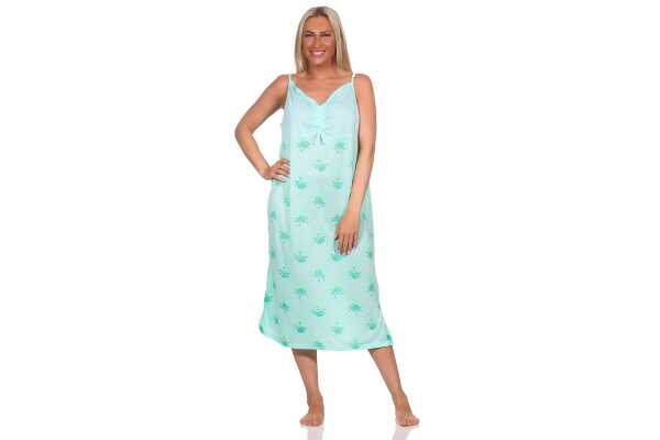 Damen Nachthemd Sleepshirt Nachtwäsche ohne Ärmel; Grün/L/40