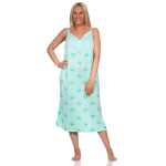 Damen Nachthemd Sleepshirt Nachtwäsche ohne Ärmel; Grün/L/40